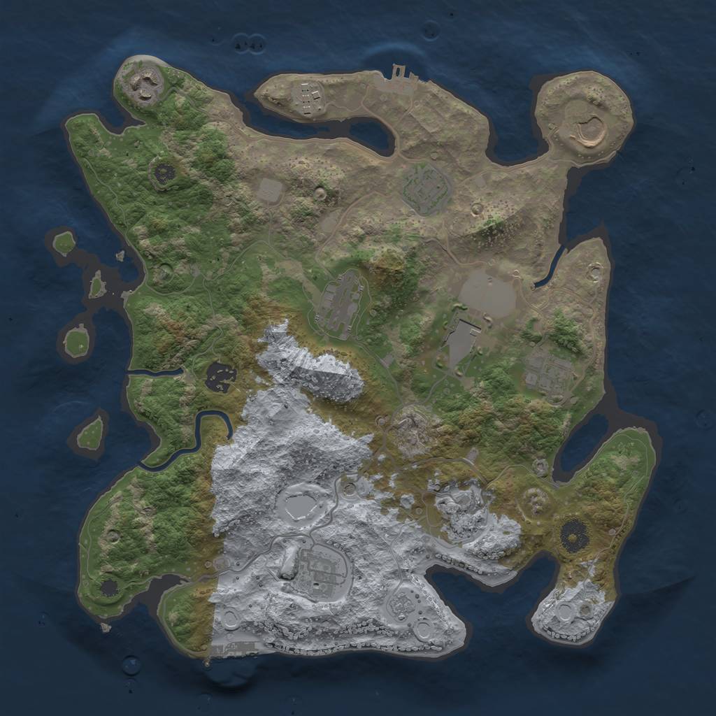 Rust Map: Procedural Map, Size: 3500, Seed: 1438602694, 19 Monuments