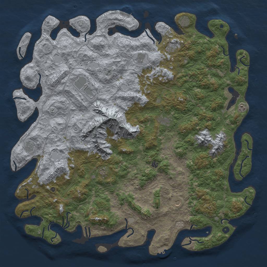 Rust Map: Procedural Map, Size: 6000, Seed: 68431, 20 Monuments