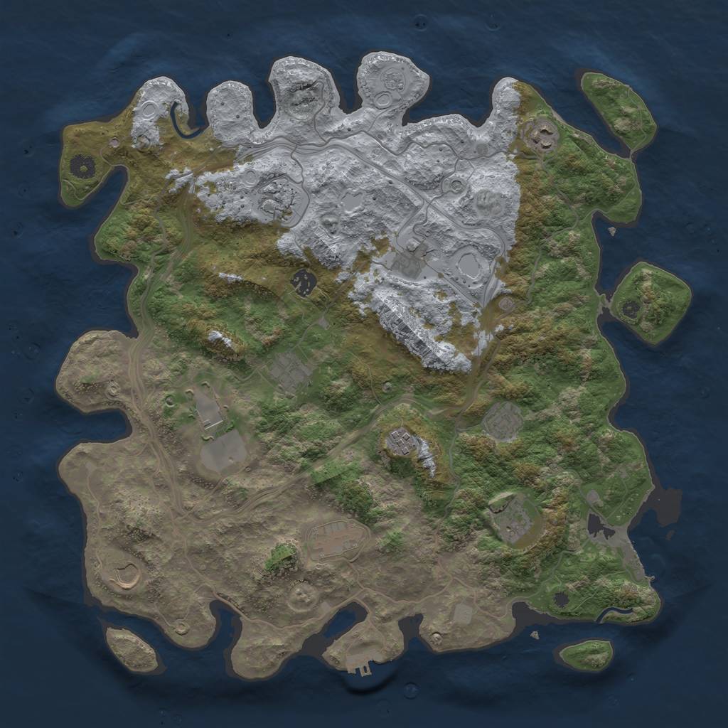 Rust Map: Procedural Map, Size: 4300, Seed: 870409449, 20 Monuments