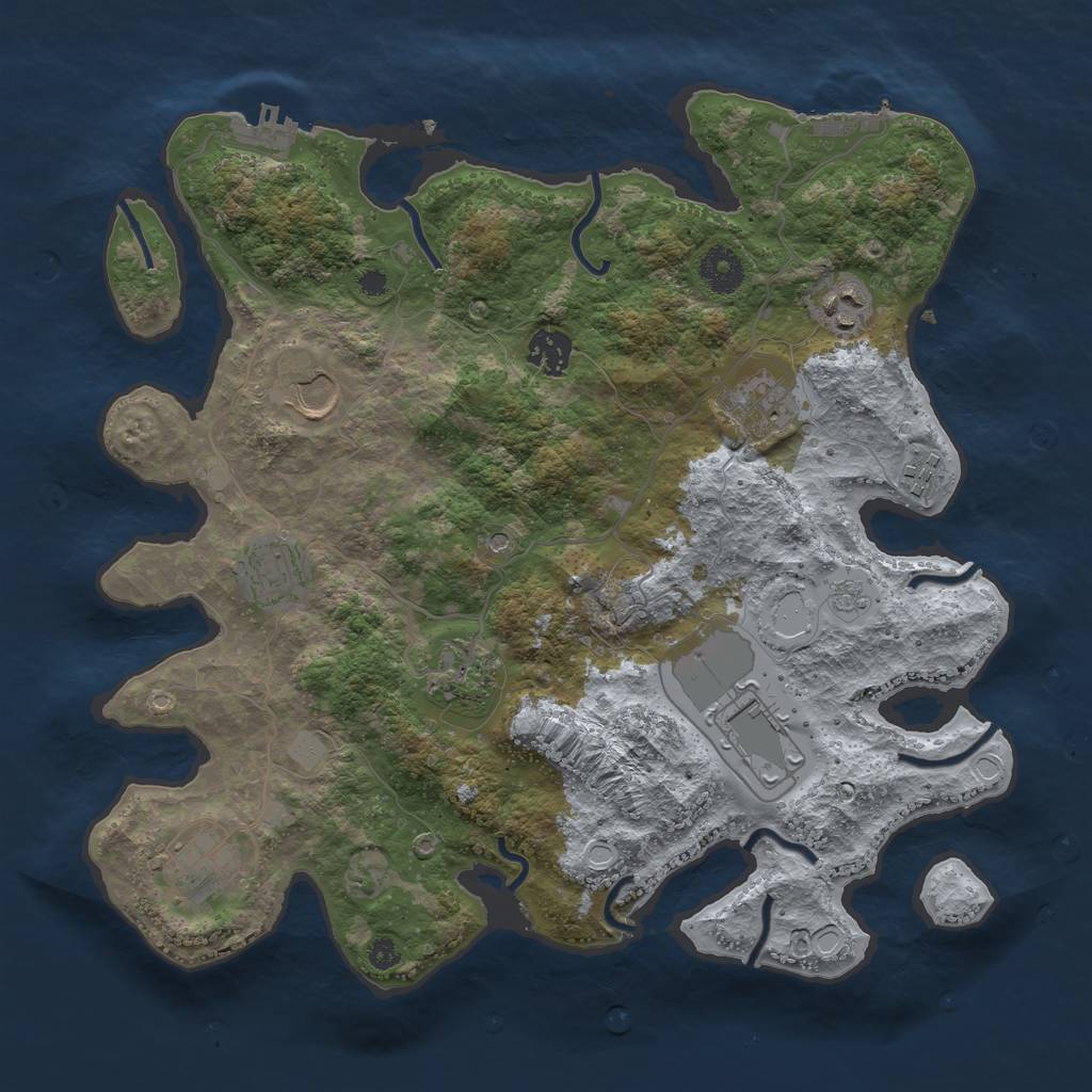 Rust Map: Procedural Map, Size: 3600, Seed: 891677623, 18 Monuments