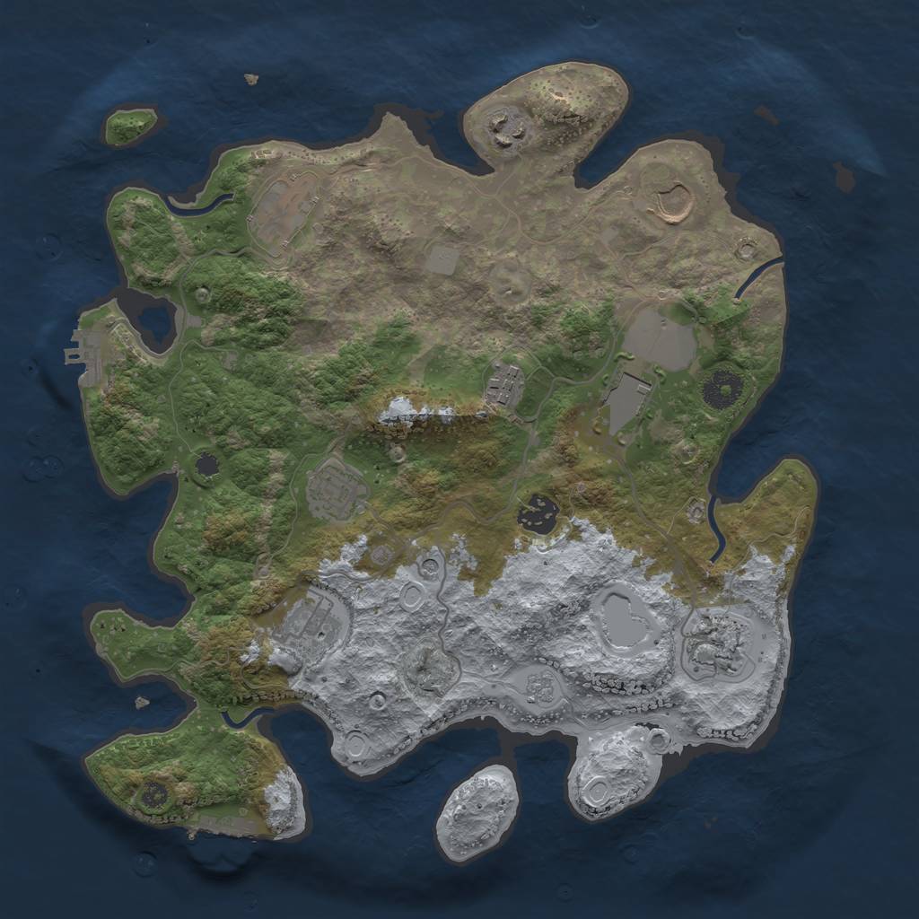 Rust Map: Procedural Map, Size: 3500, Seed: 253223891, 18 Monuments