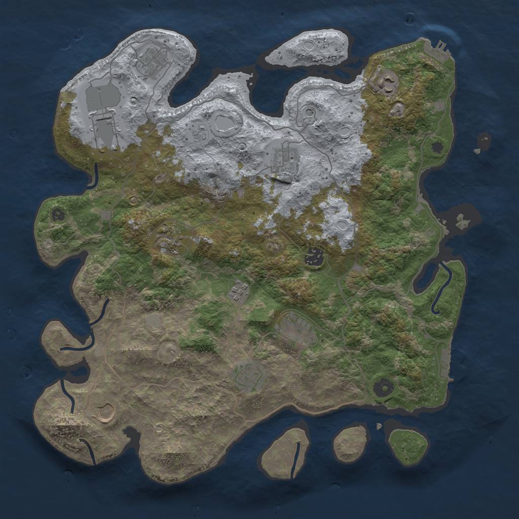 Rust Map: Procedural Map, Size: 4000, Seed: 2645123, 19 Monuments