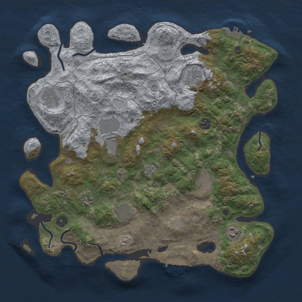 Rust Map: Procedural Map, Size: 4000, Seed: 4082022, 18 Monuments