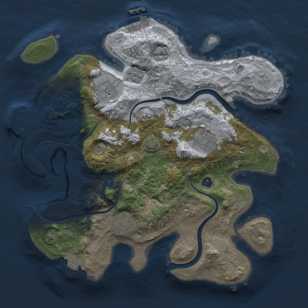 Rust Map: Procedural Map, Size: 3000, Seed: 1846758335, 10 Monuments
