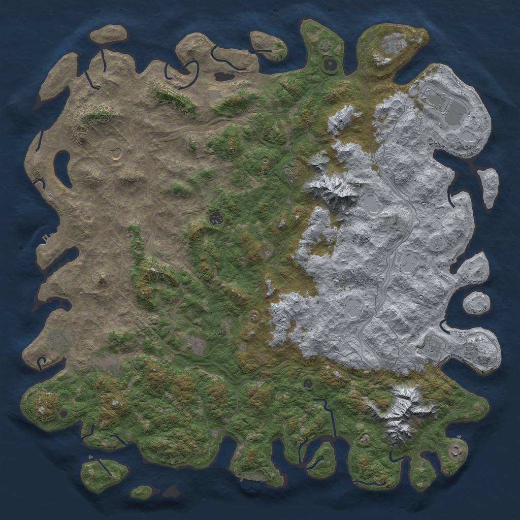 Rust Map: Procedural Map, Size: 6000, Seed: 134240170, 19 Monuments