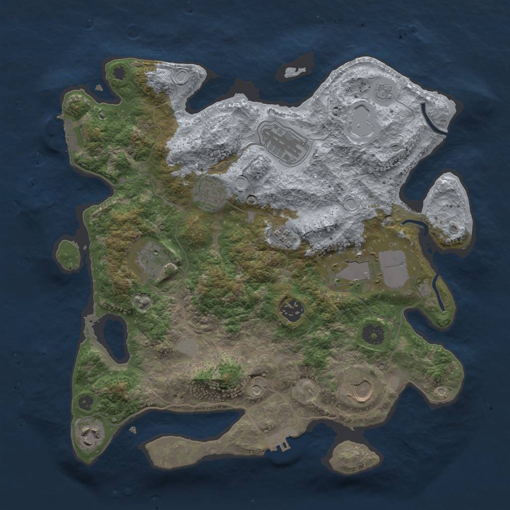 Rust Map: Procedural Map, Size: 3500, Seed: 1714888770, 17 Monuments