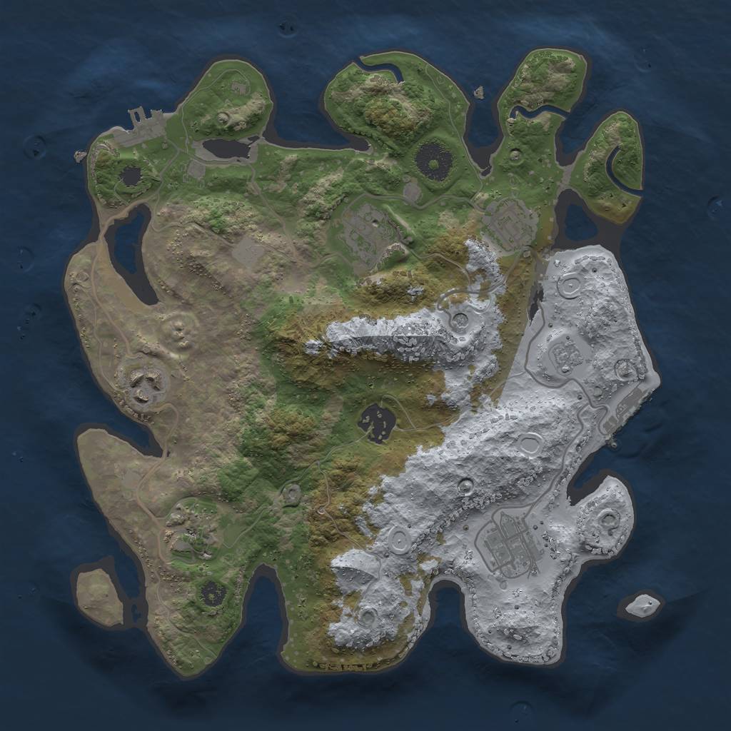 Rust Map: Procedural Map, Size: 3000, Seed: 851780, 15 Monuments