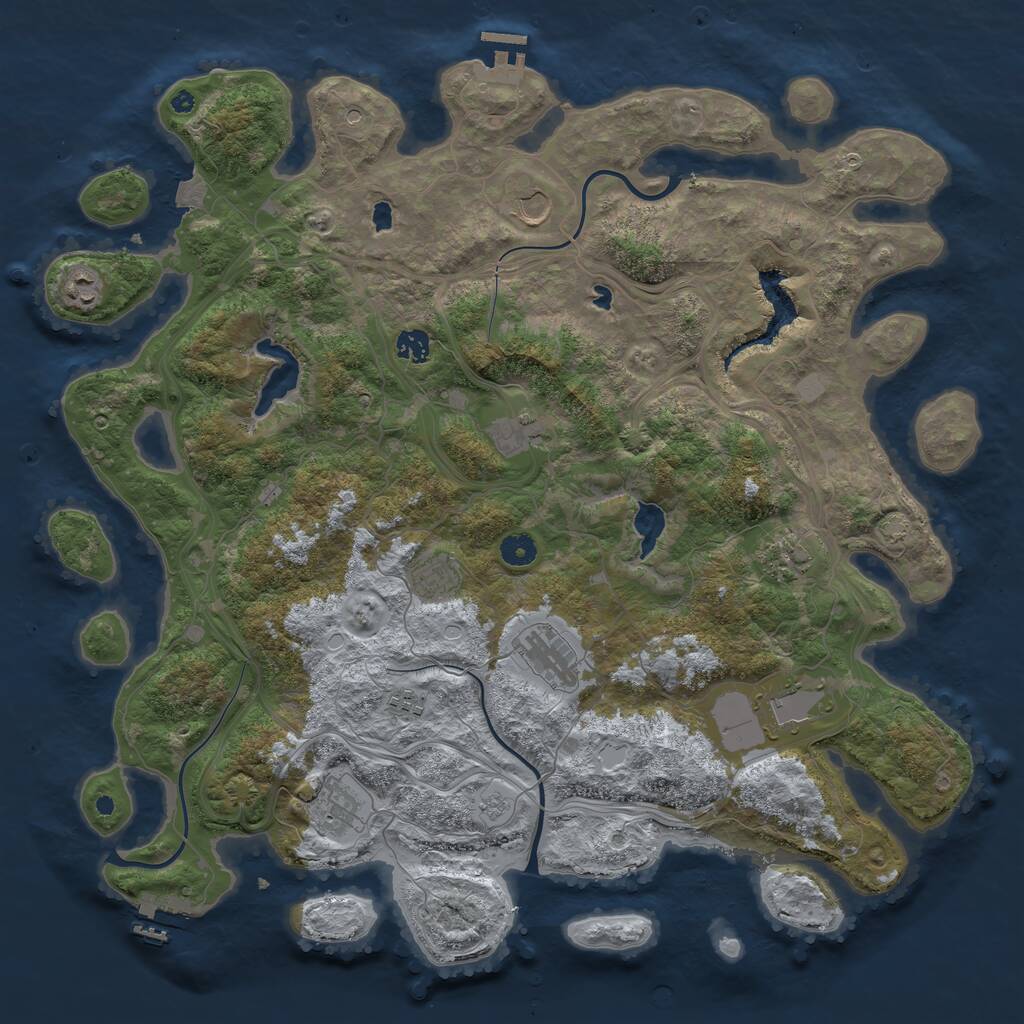 Rust Map: Procedural Map, Size: 4500, Seed: 593270, 16 Monuments
