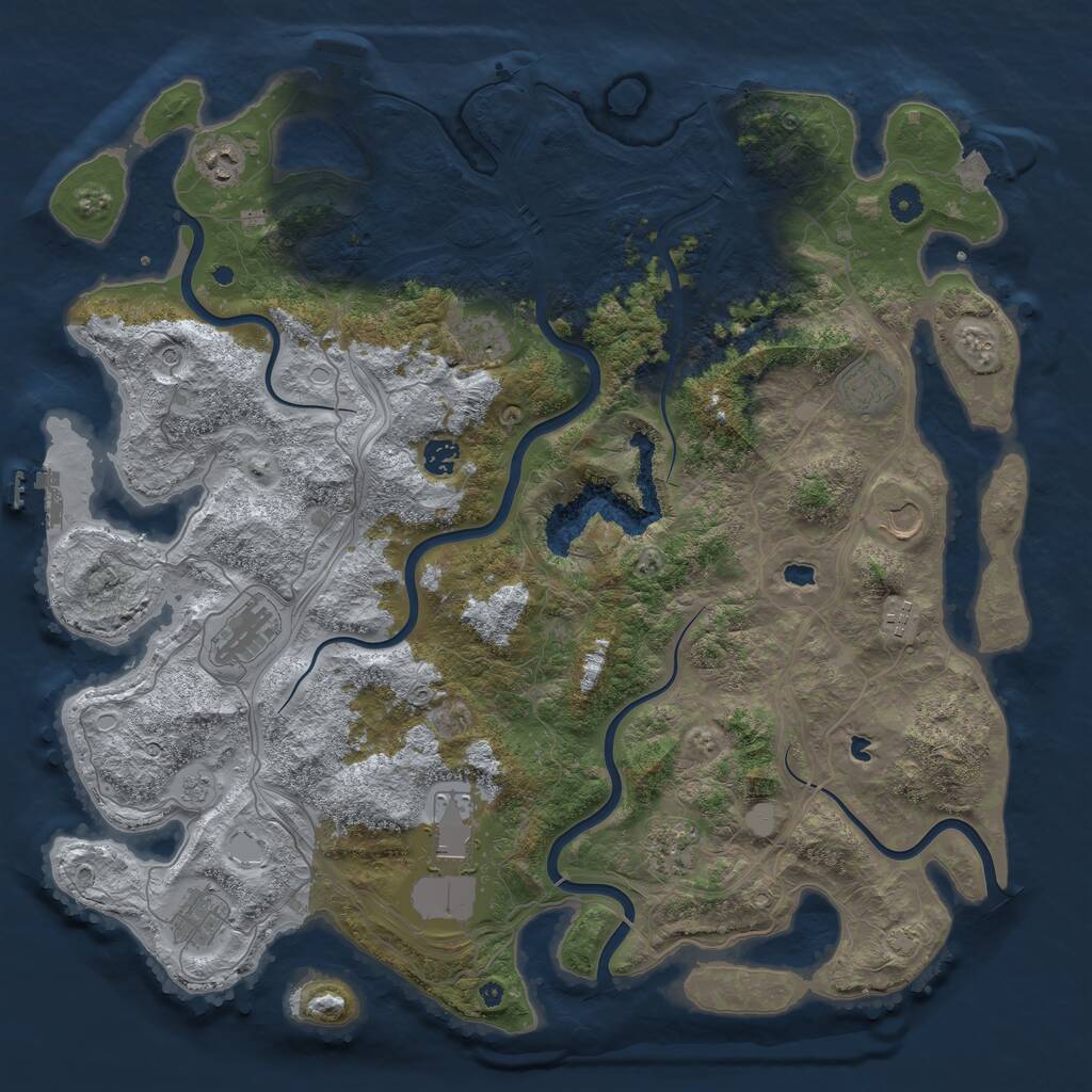 Rust Map: Procedural Map, Size: 4500, Seed: 210793, 16 Monuments