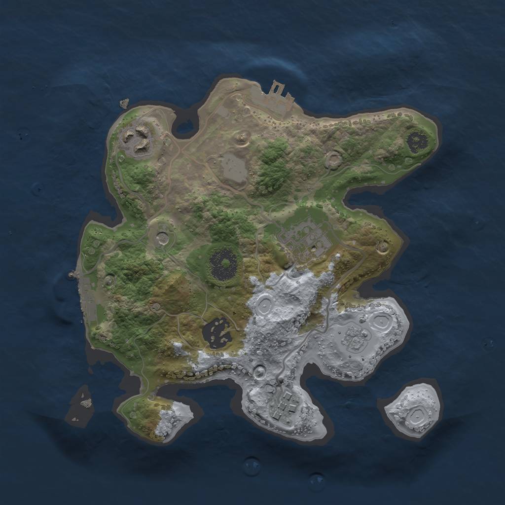 Rust Map: Procedural Map, Size: 2500, Seed: 50550, 13 Monuments