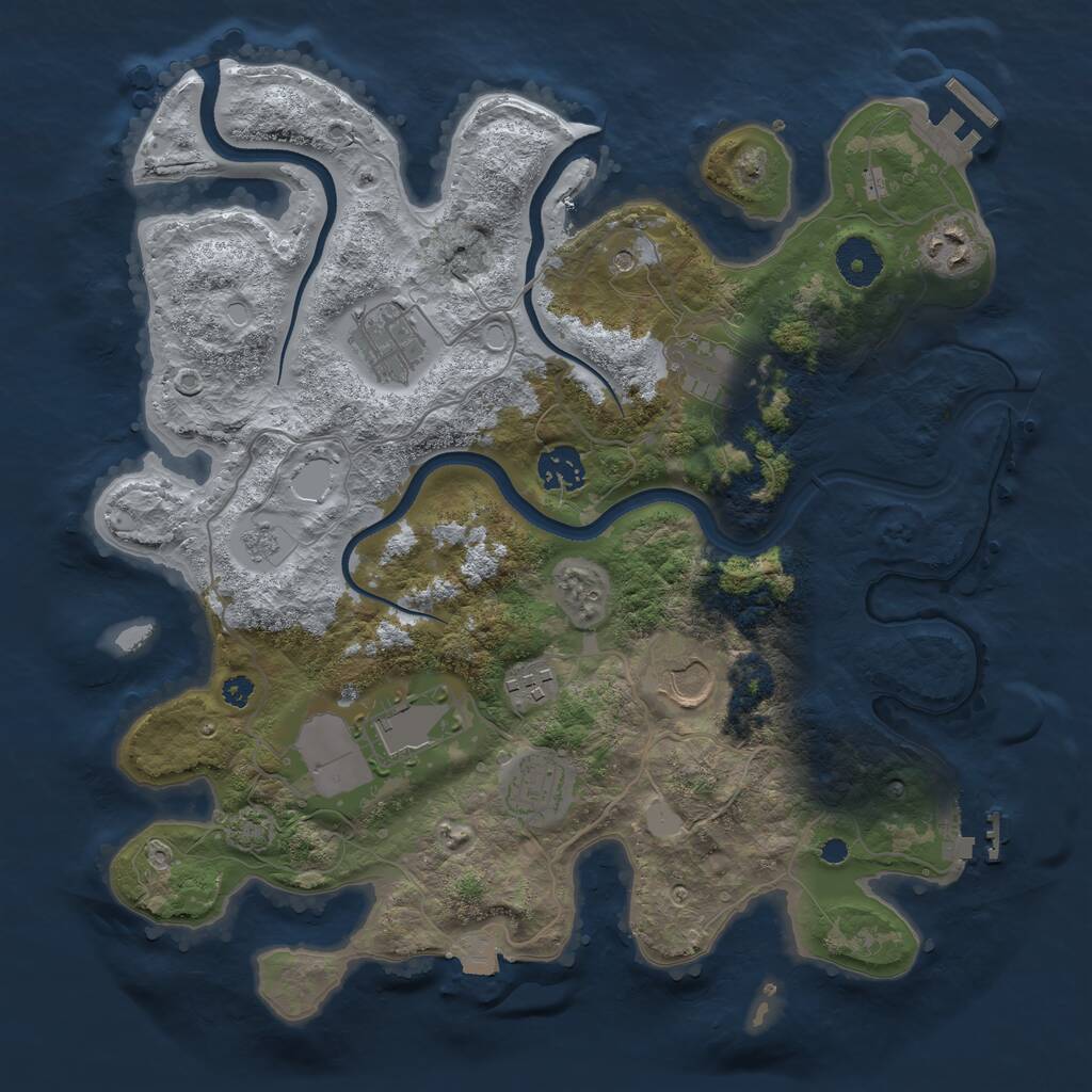 Rust Map: Procedural Map, Size: 3500, Seed: 1467512504, 14 Monuments