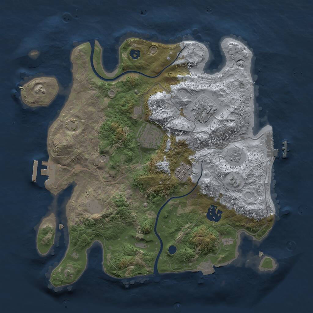 Rust Map: Procedural Map, Size: 3000, Seed: 608439895, 10 Monuments