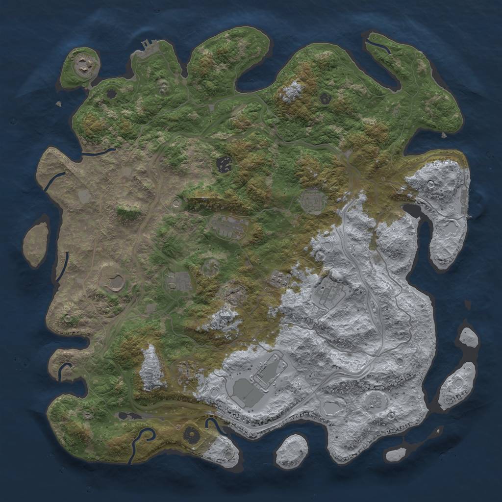 Rust Map: Procedural Map, Size: 4500, Seed: 83642999, 19 Monuments