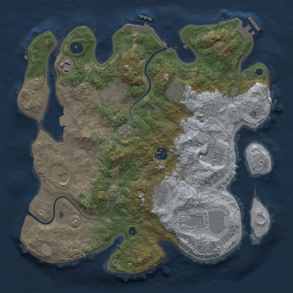 Rust Map: Procedural Map, Size: 3500, Seed: 1301680495, 14 Monuments