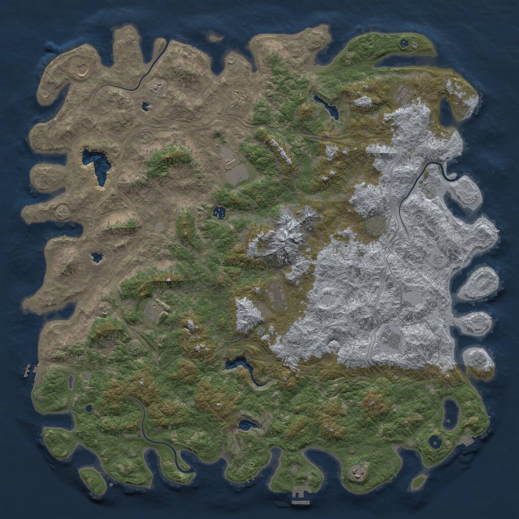 Rust Map: Procedural Map, Size: 6000, Seed: 57612412, 17 Monuments