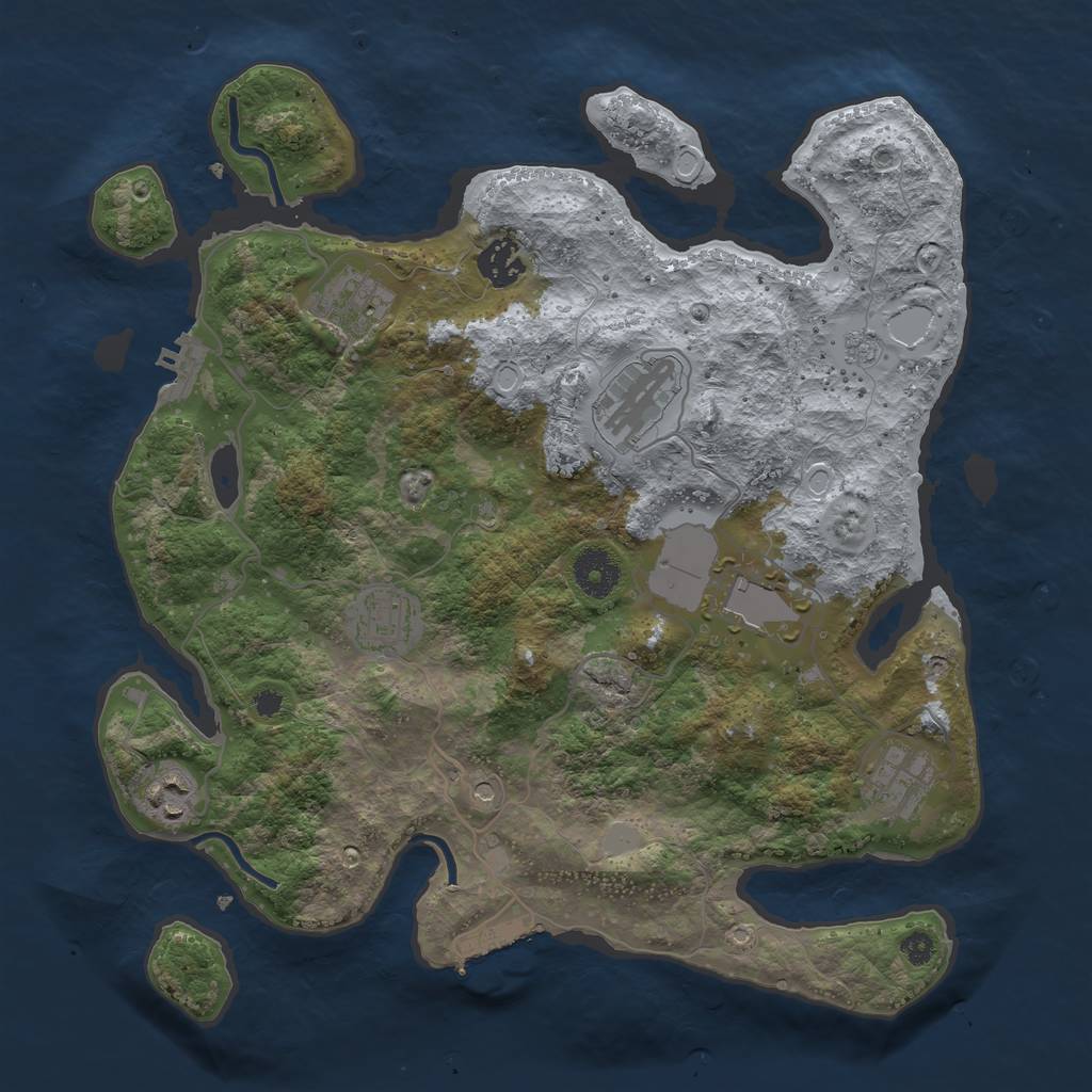 Rust Map: Procedural Map, Size: 3500, Seed: 5846187, 16 Monuments