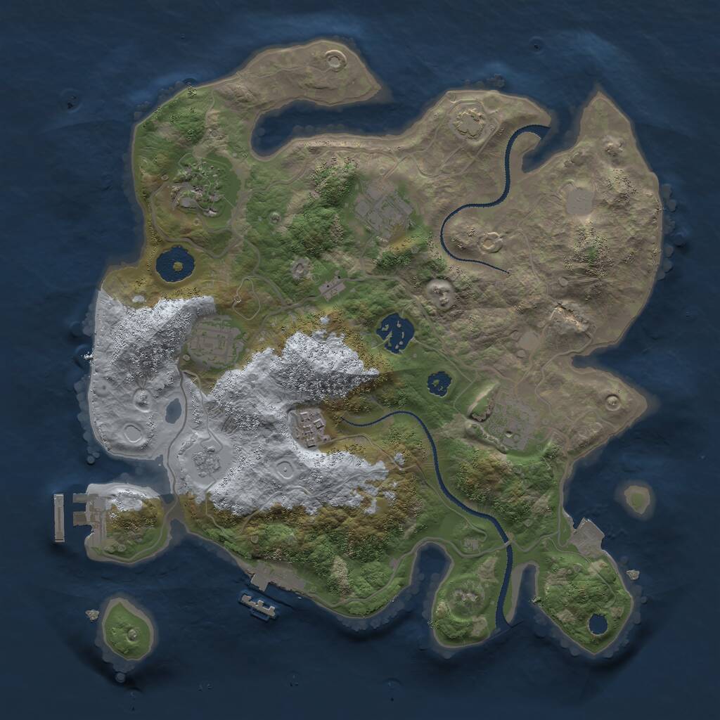 Rust Map: Procedural Map, Size: 3000, Seed: 875948, 11 Monuments