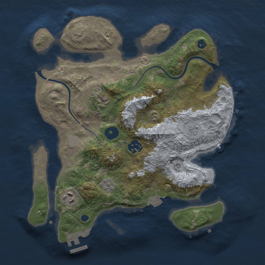 Rust Map: Procedural Map, Size: 3000, Seed: 473291, 9 Monuments
