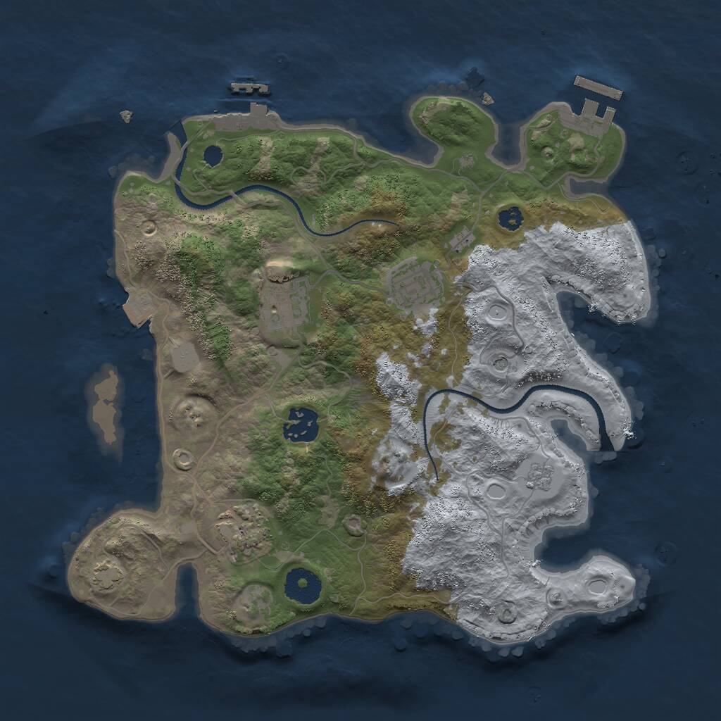 Rust Map: Procedural Map, Size: 3000, Seed: 3905784, 10 Monuments