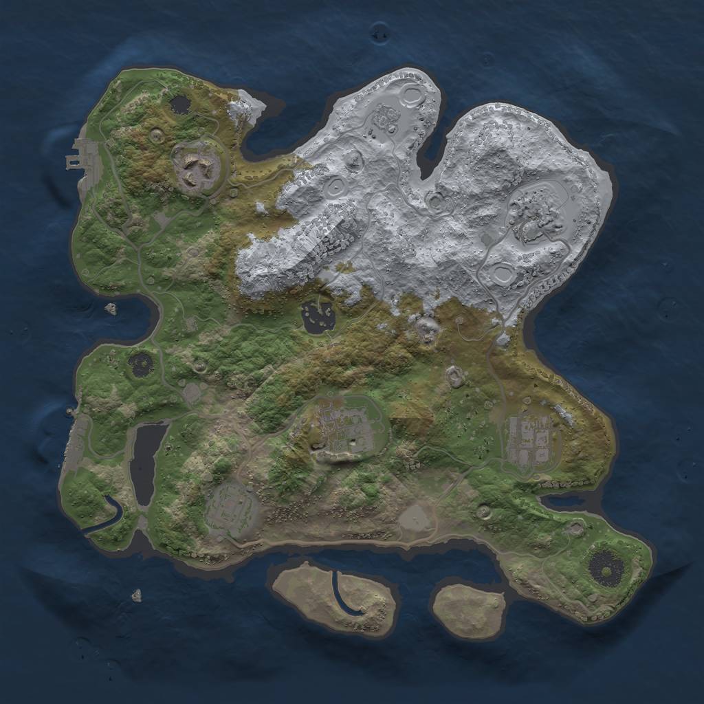 Rust Map: Procedural Map, Size: 3000, Seed: 185416, 14 Monuments