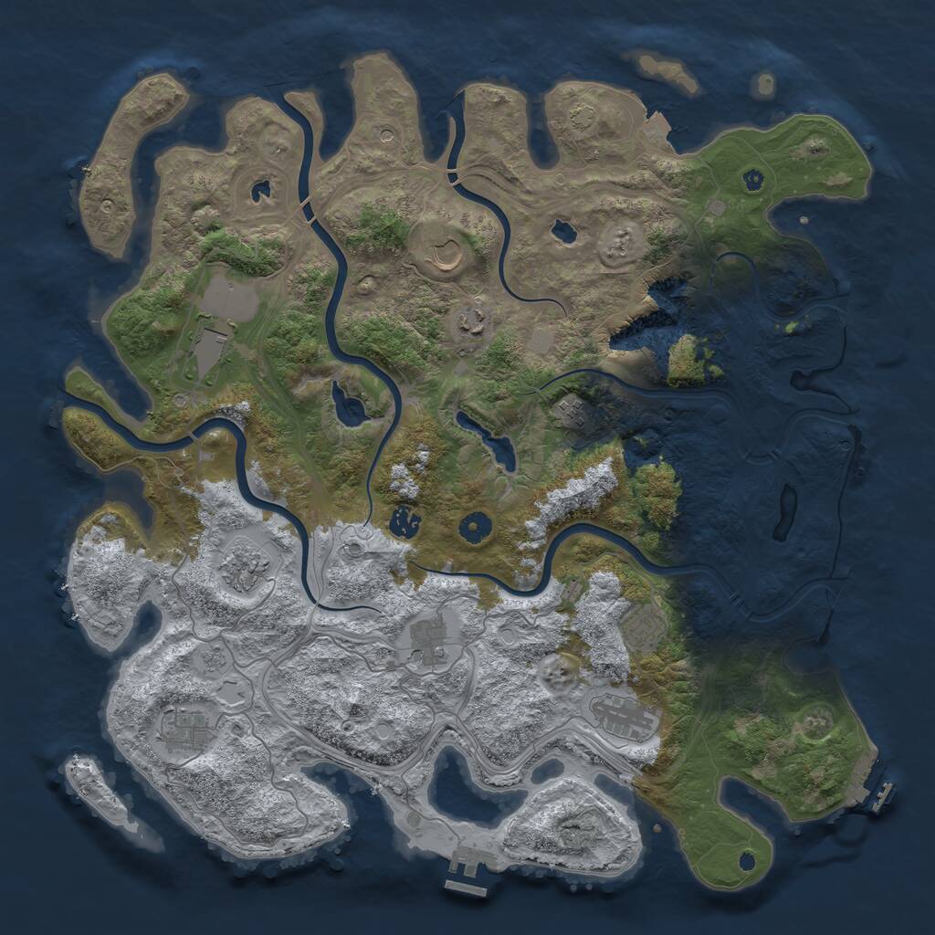 Rust Map: Procedural Map, Size: 4500, Seed: 1724413989, 16 Monuments