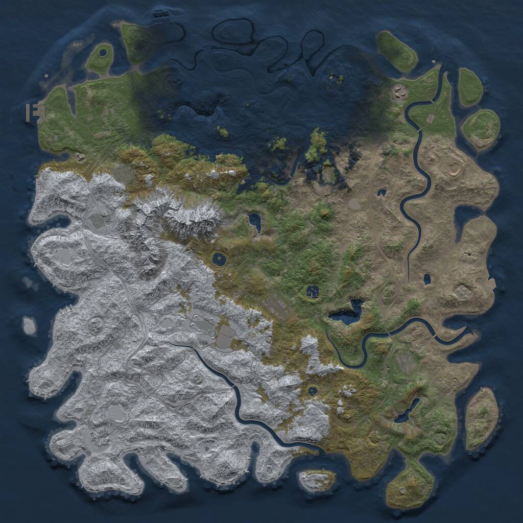 Rust Map: Procedural Map, Size: 6000, Seed: 34534729, 17 Monuments