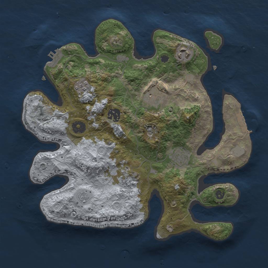 Rust Map: Procedural Map, Size: 3000, Seed: 725481, 15 Monuments