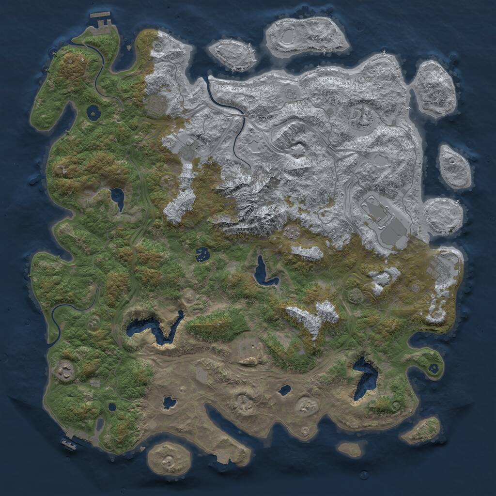 Rust Map: Procedural Map, Size: 5000, Seed: 3333, 15 Monuments