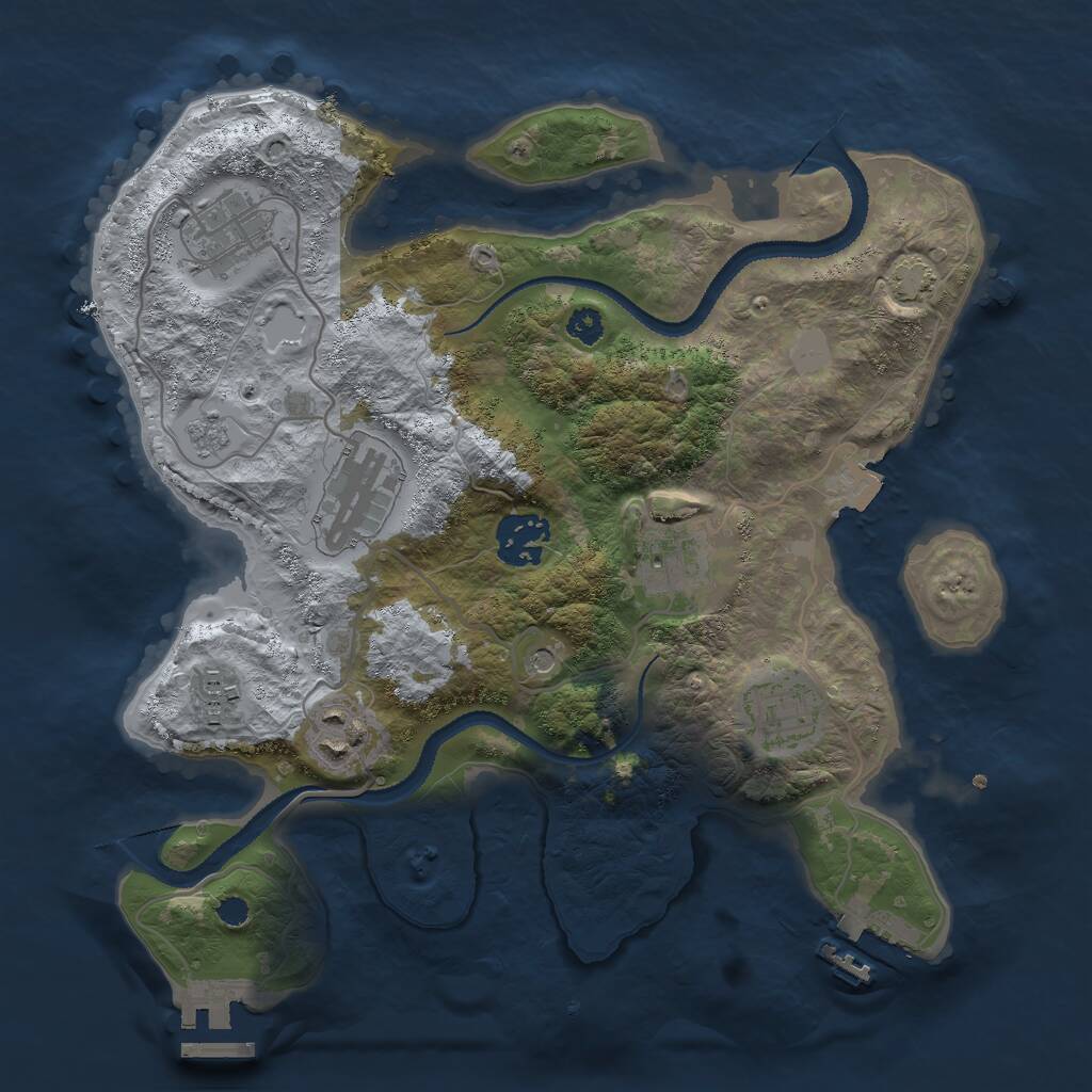 Rust Map: Procedural Map, Size: 3000, Seed: 1257323106, 13 Monuments