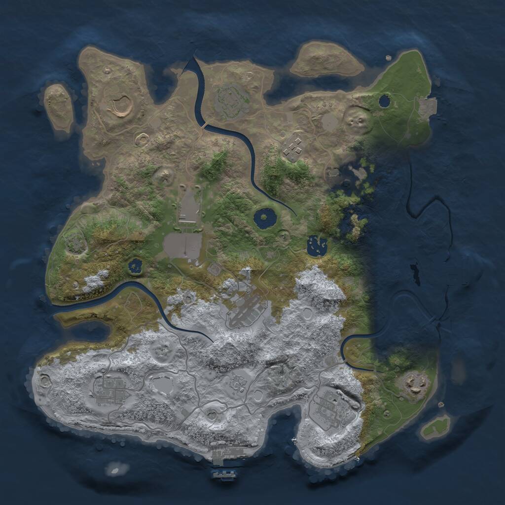 Rust Map: Procedural Map, Size: 3500, Seed: 724442099, 16 Monuments