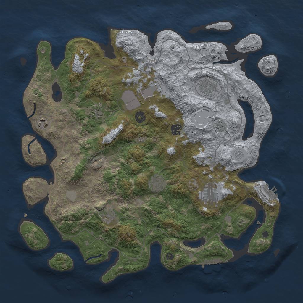 Rust Map: Procedural Map, Size: 4000, Seed: 16546, 18 Monuments