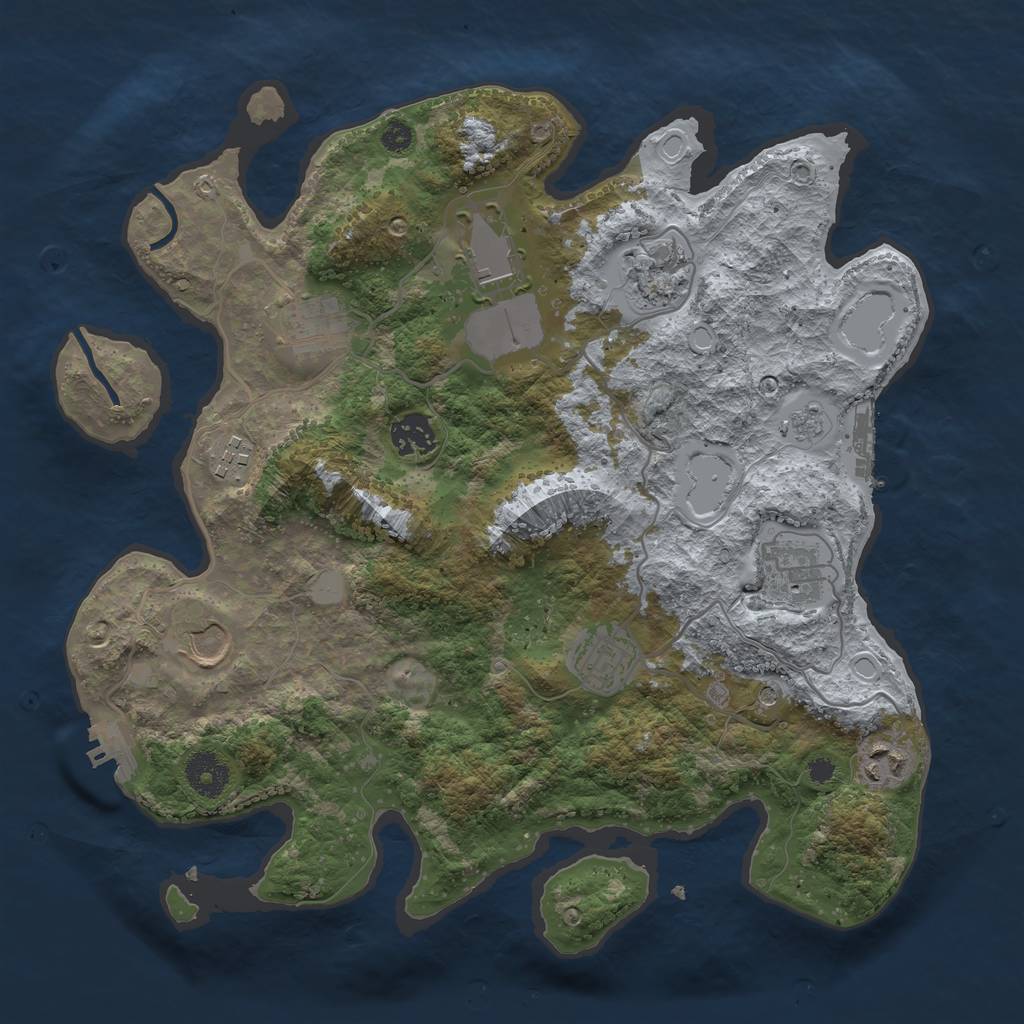 Rust Map: Procedural Map, Size: 3500, Seed: 1040837858, 18 Monuments