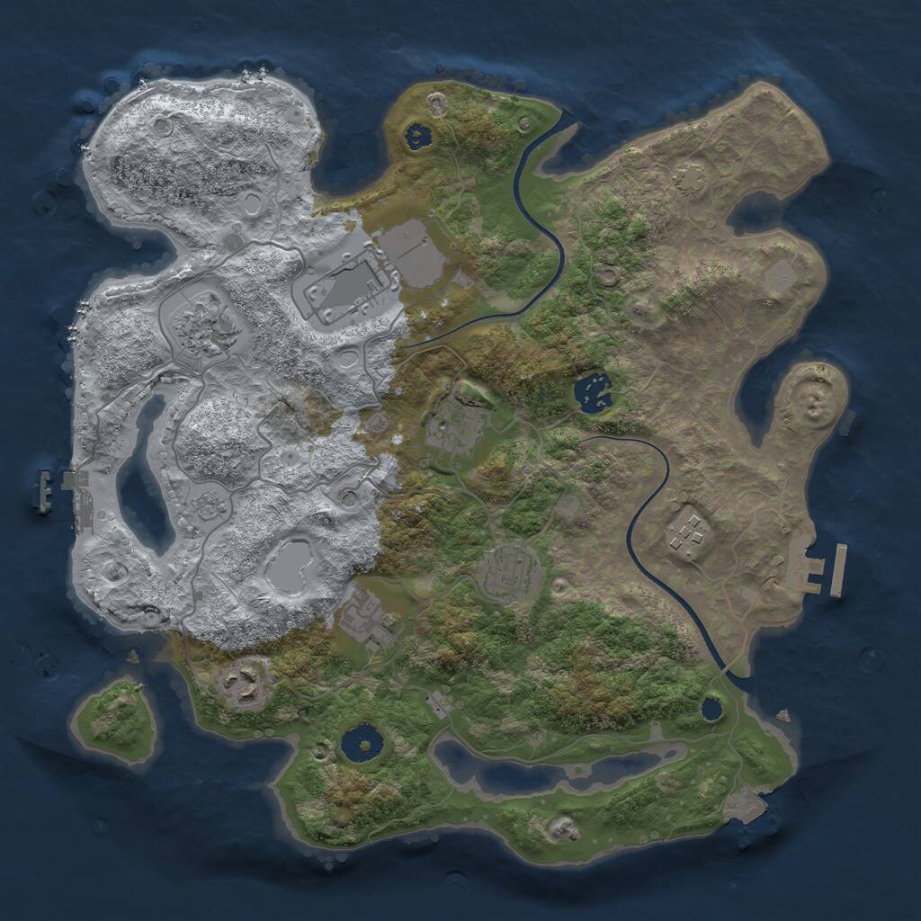 Rust Map: Procedural Map, Size: 3500, Seed: 931446722, 14 Monuments