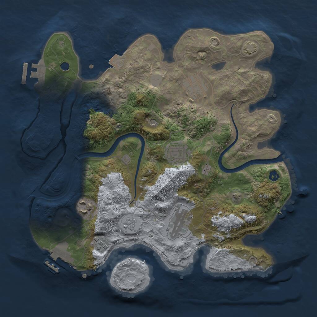 Rust Map: Procedural Map, Size: 3000, Seed: 510547, 11 Monuments