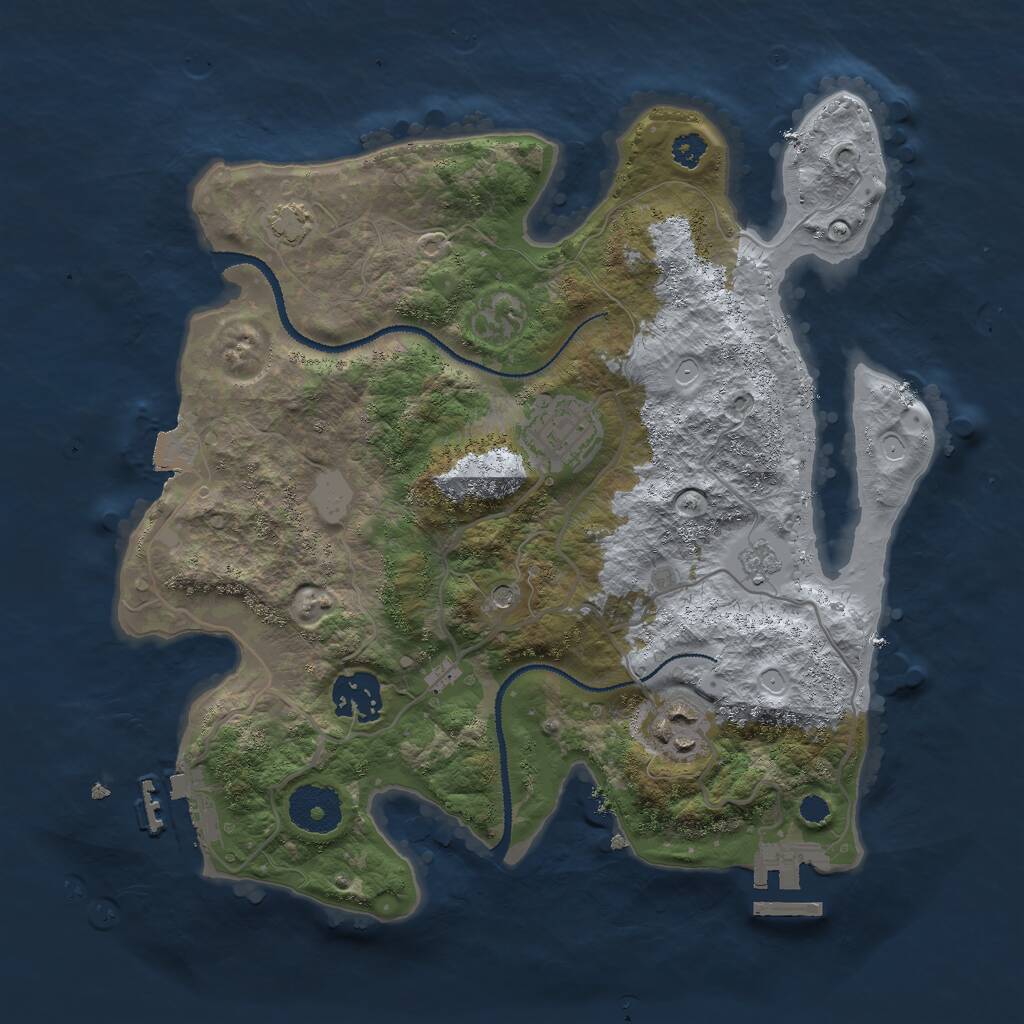 Rust Map: Procedural Map, Size: 3000, Seed: 24448, 9 Monuments