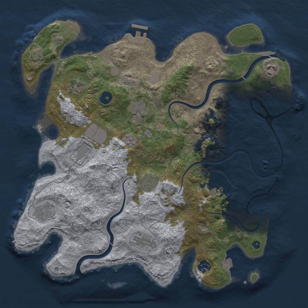 Rust Map: Procedural Map, Size: 3750, Seed: 1394297290, 16 Monuments
