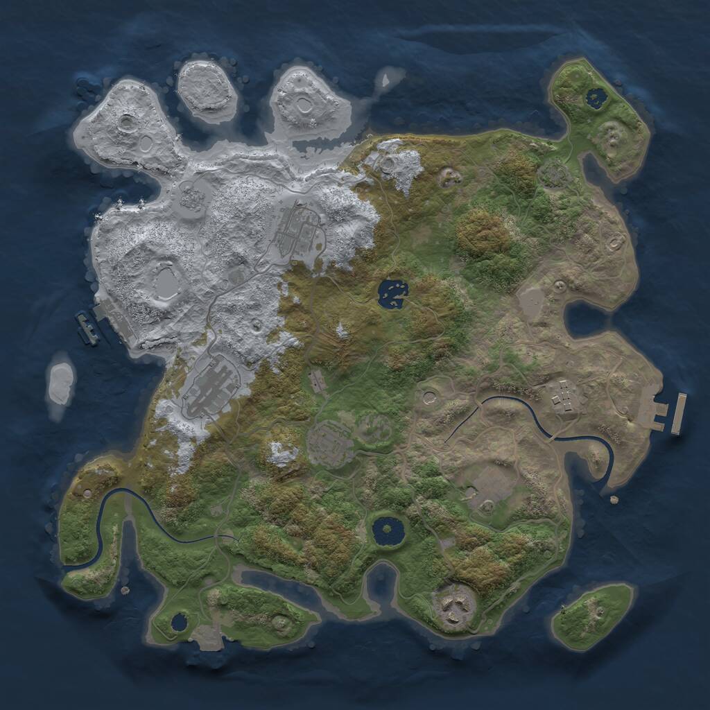 Rust Map: Procedural Map, Size: 3450, Seed: 134454, 13 Monuments