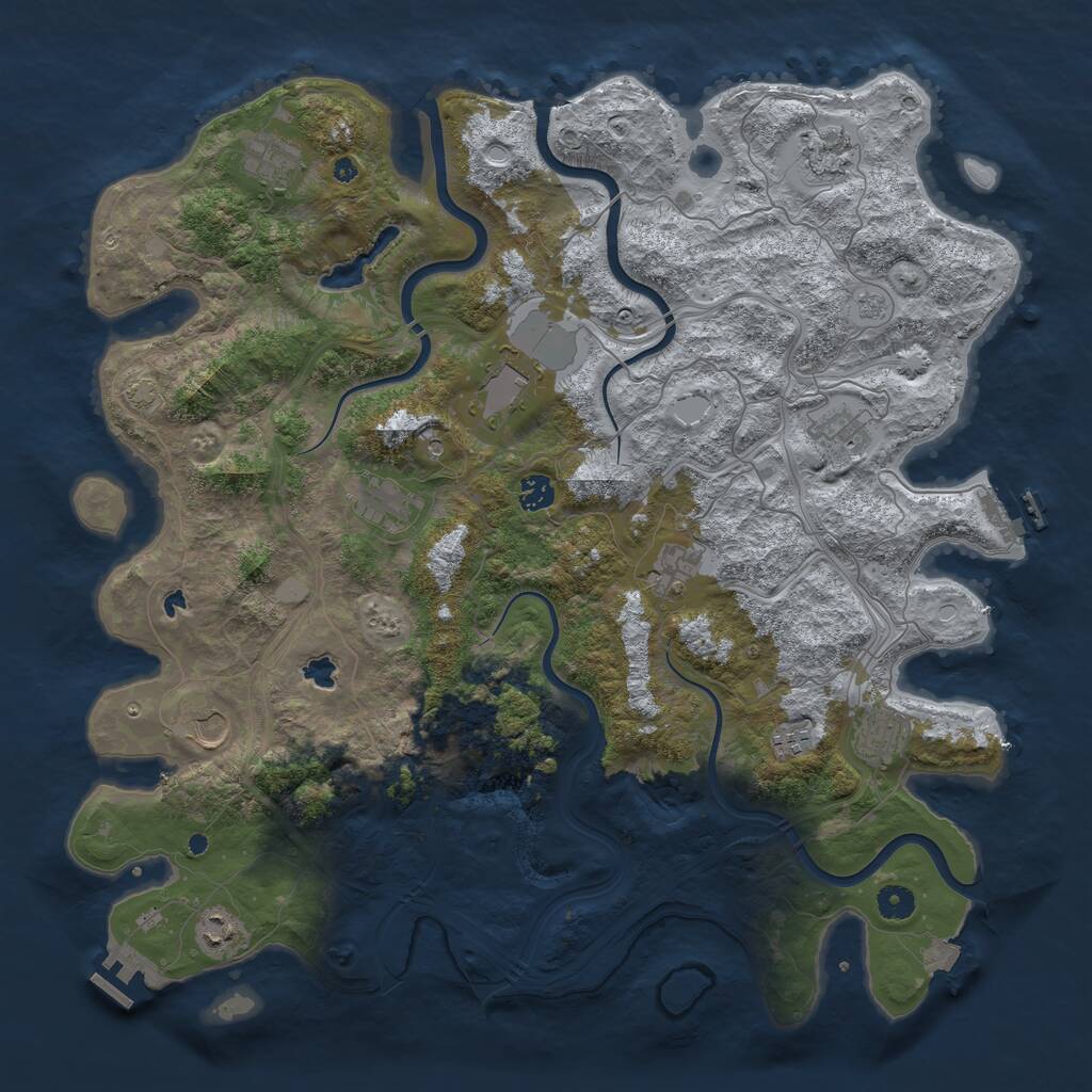 Rust Map: Procedural Map, Size: 4500, Seed: 144340, 17 Monuments