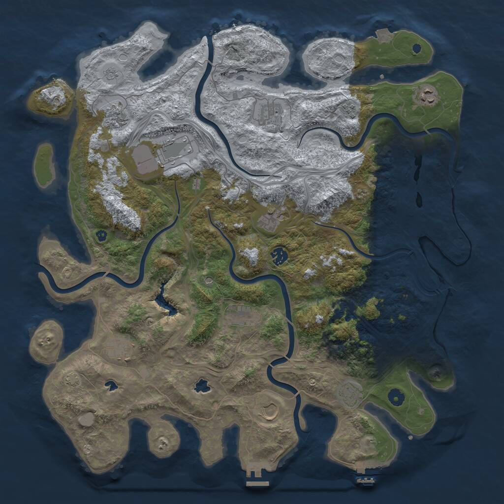 Rust Map: Procedural Map, Size: 4500, Seed: 627538, 17 Monuments