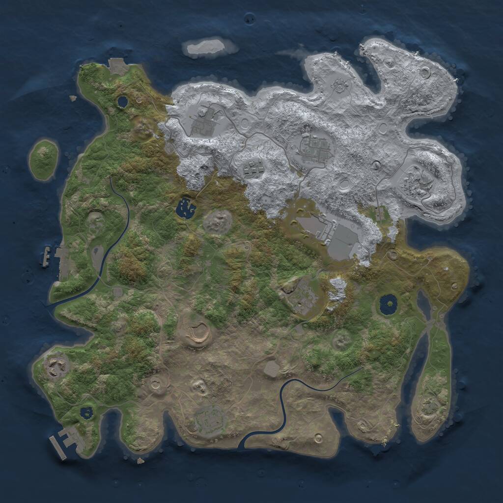 Rust Map: Procedural Map, Size: 3850, Seed: 69584323, 16 Monuments
