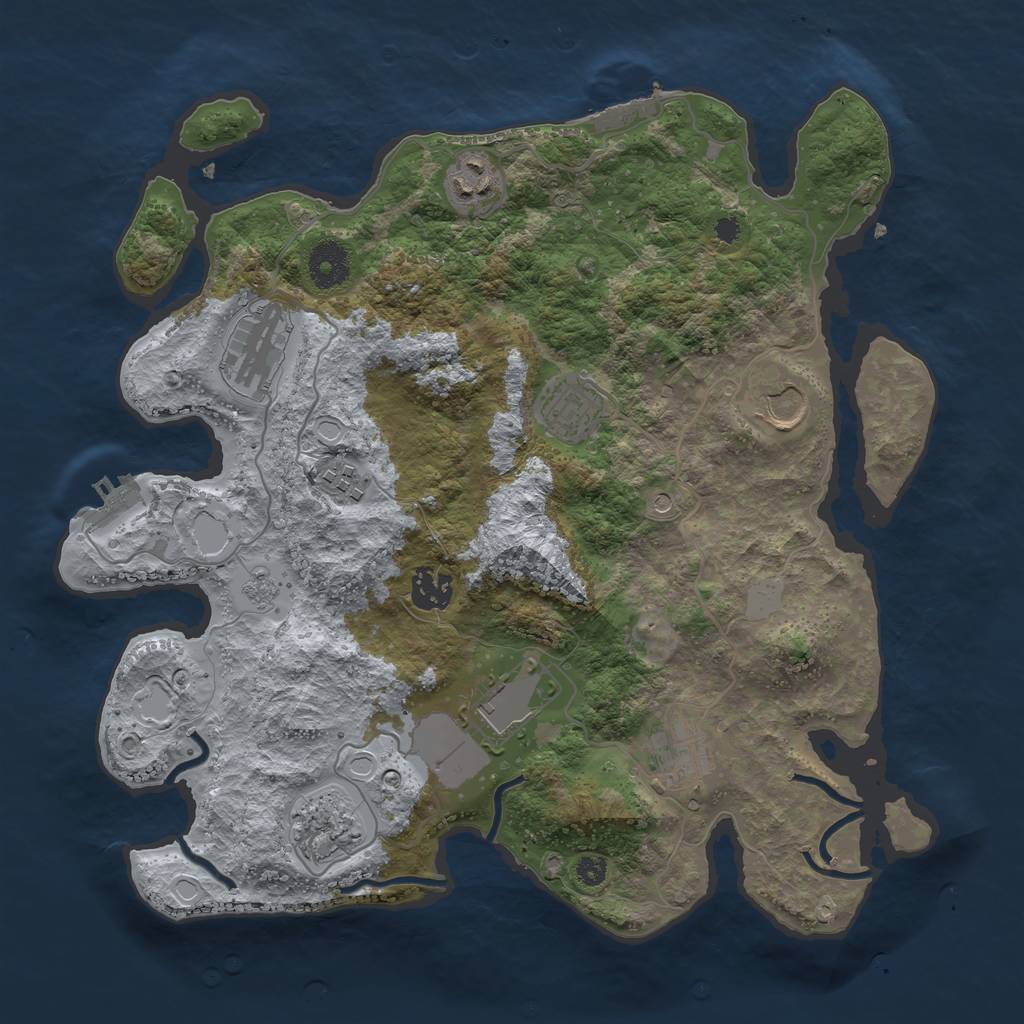 Rust Map: Procedural Map, Size: 3500, Seed: 1376148229, 18 Monuments