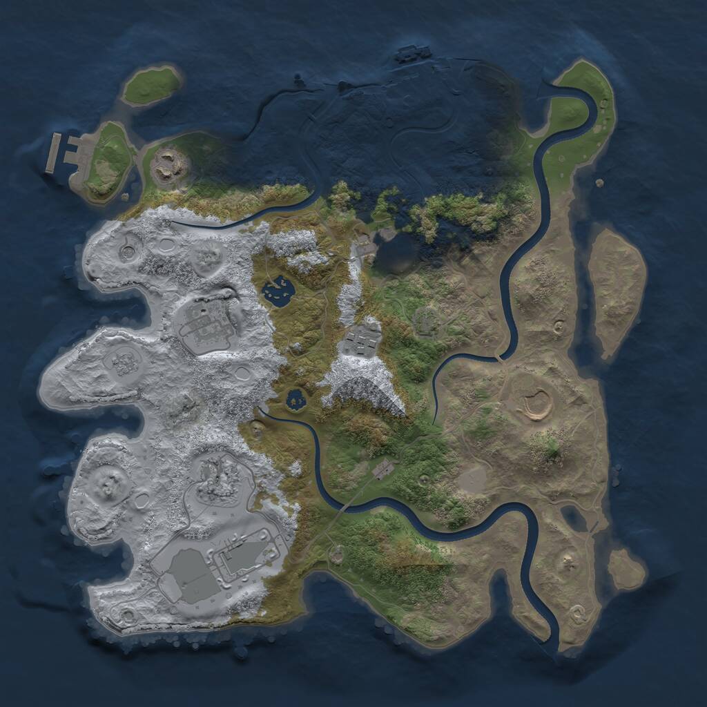 Rust Map: Procedural Map, Size: 3500, Seed: 1376148229, 14 Monuments