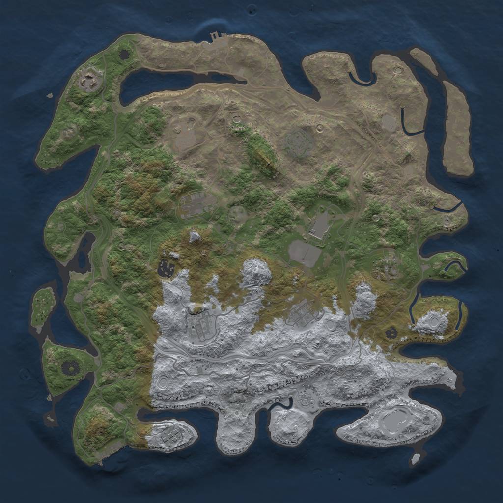 Rust Map: Procedural Map, Size: 4250, Seed: 374589209, 19 Monuments