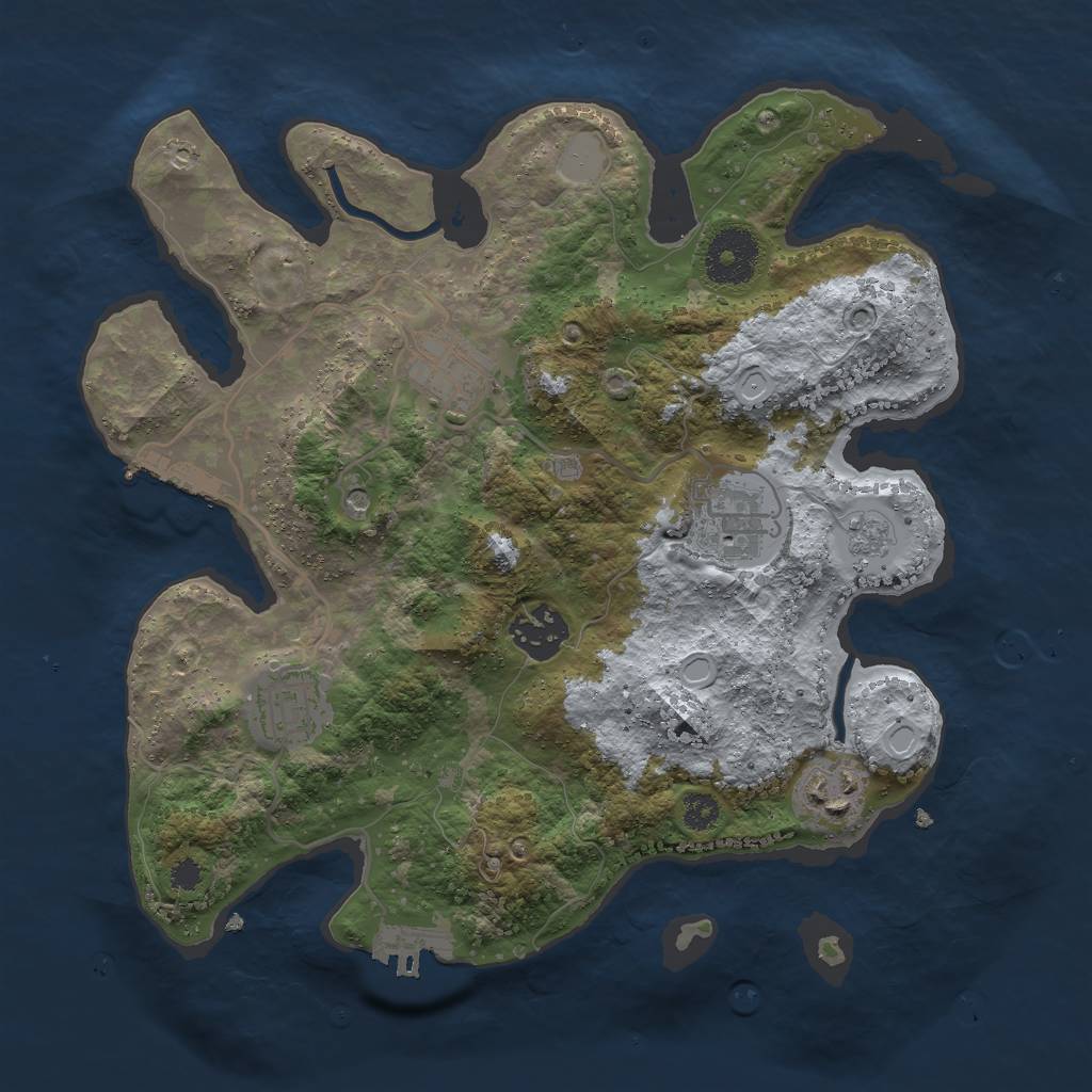 Rust Map: Procedural Map, Size: 3000, Seed: 465814541, 12 Monuments
