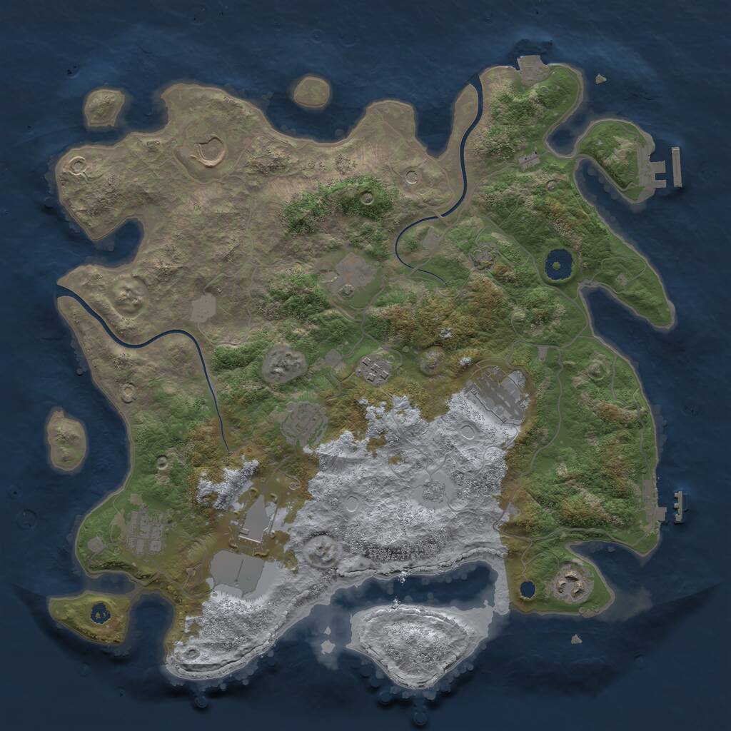 Rust Map: Procedural Map, Size: 3700, Seed: 1162173652, 14 Monuments
