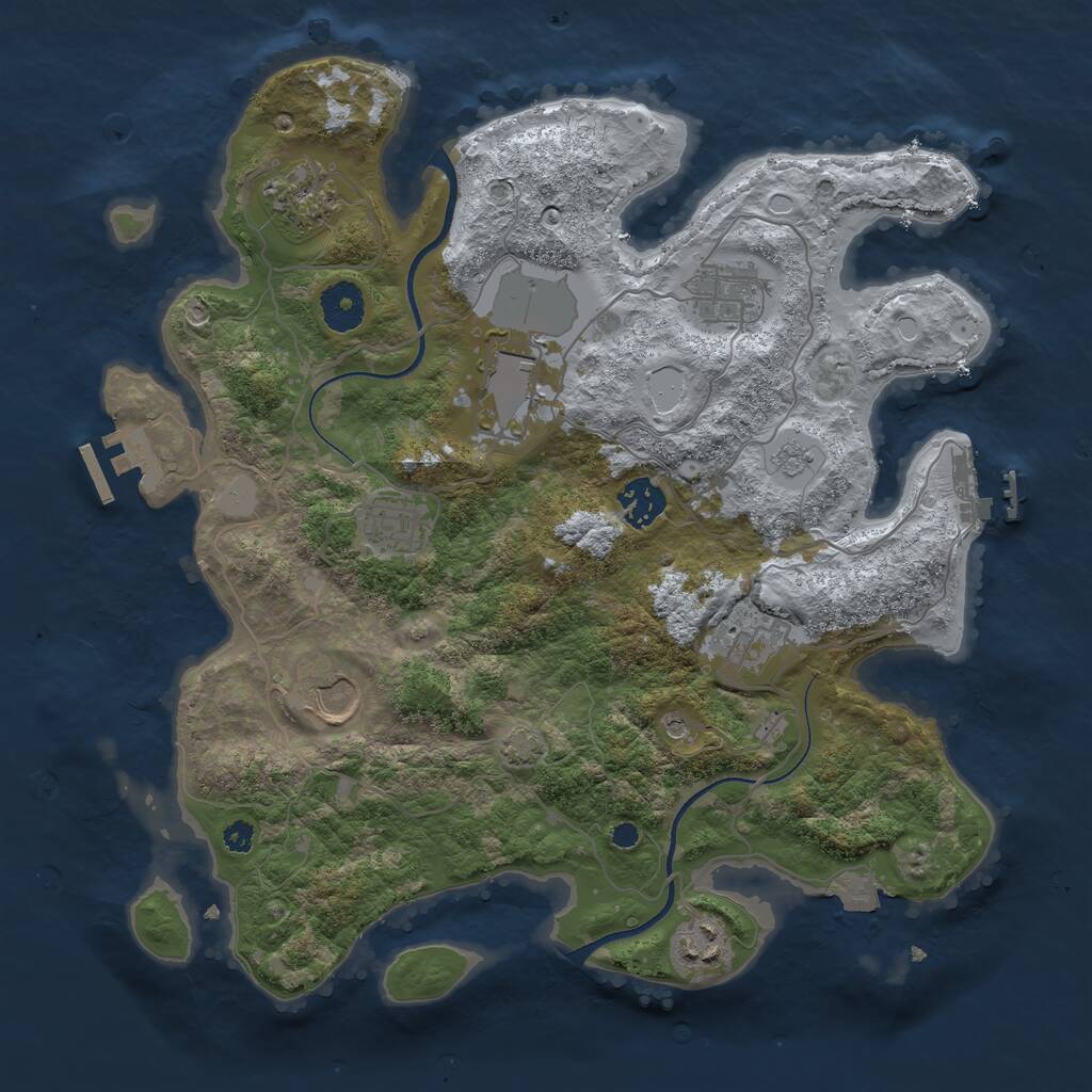 Rust Map: Procedural Map, Size: 3500, Seed: 1234598765, 14 Monuments