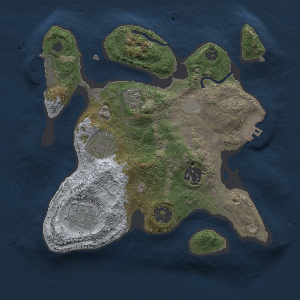 Rust Map: Procedural Map, Size: 2500, Seed: 97380010, 9 Monuments