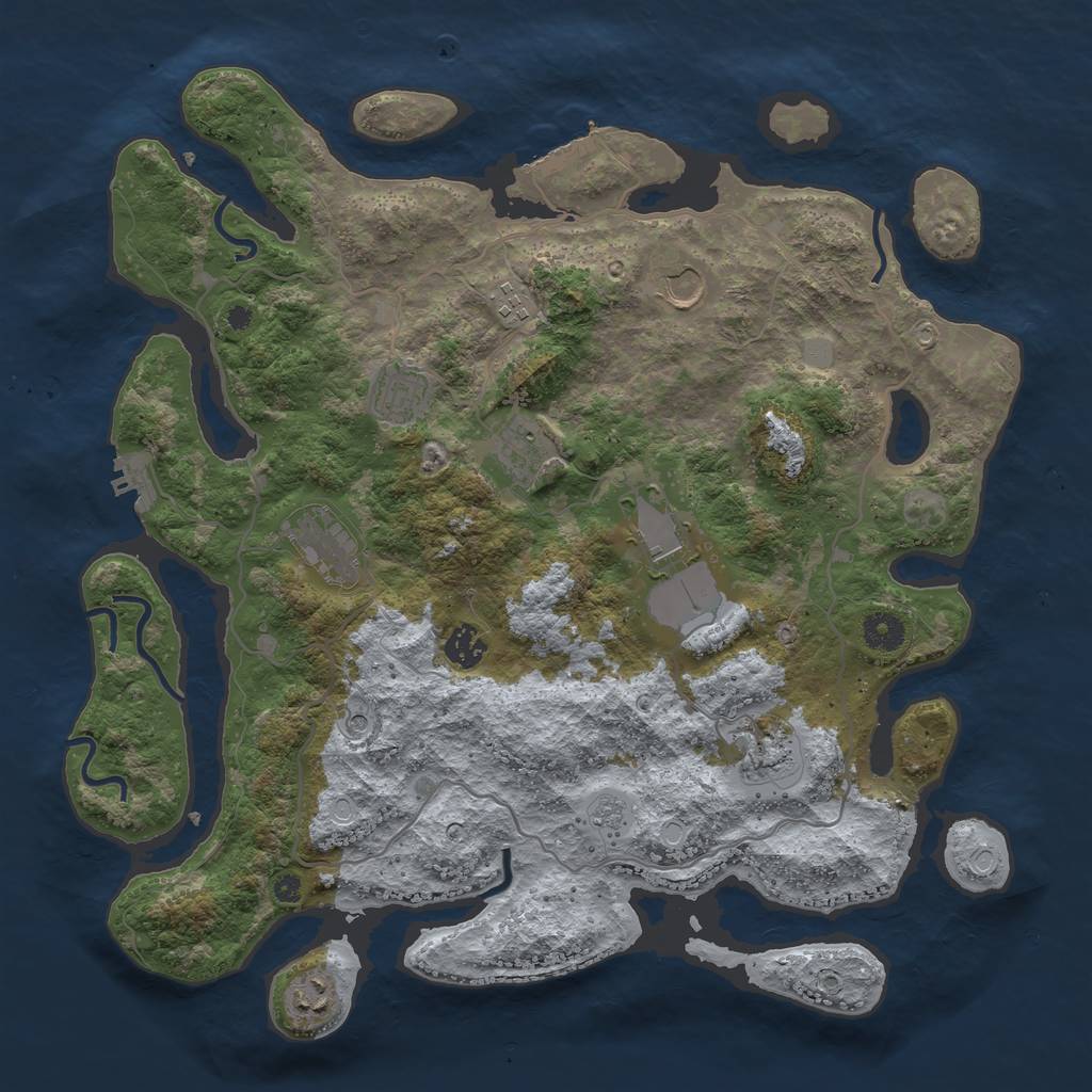 Rust Map: Procedural Map, Size: 4000, Seed: 12342, 18 Monuments