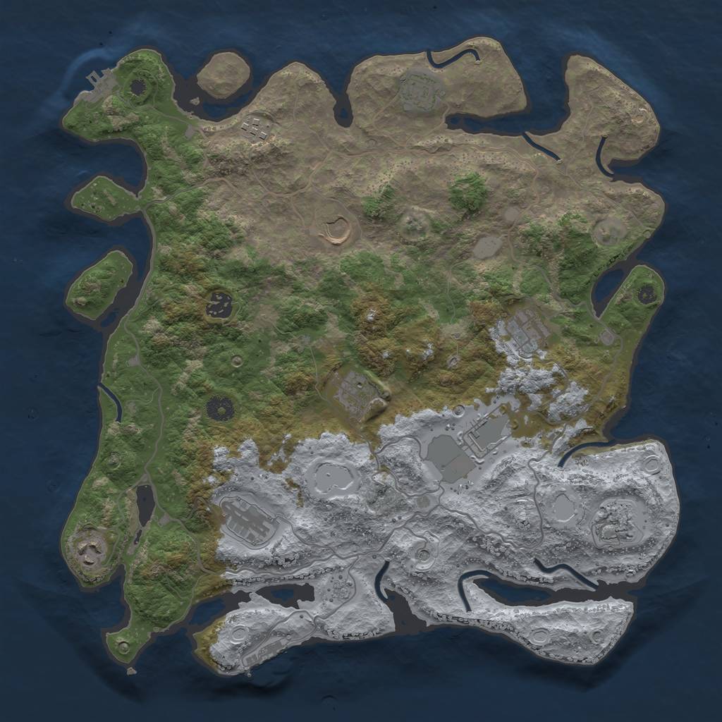 Rust Map: Procedural Map, Size: 4000, Seed: 1310747642, 19 Monuments