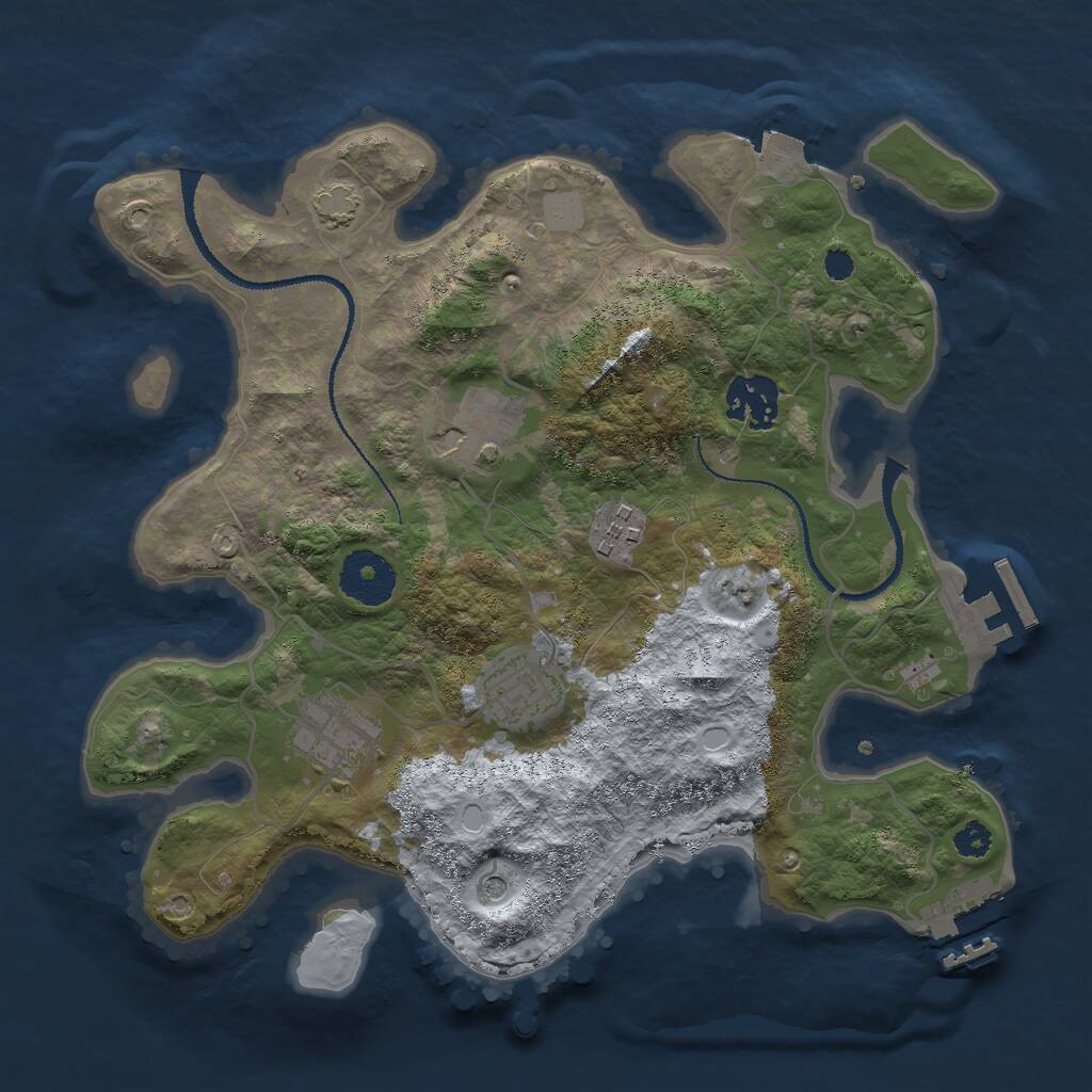 Rust Map: Procedural Map, Size: 3000, Seed: 1300203562, 10 Monuments